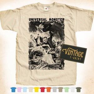 Black Print: Universal Monster T-shirt Tee Vintage Poster Natural 12 Colors All Sizes S-5XL