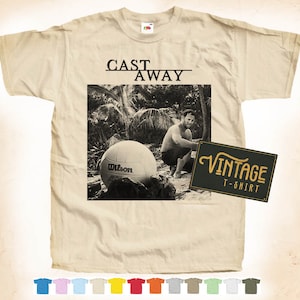 Stampa nera: T SHIRT CAST AWAY Tee Poster vintage Naturale 12 colori Tutte le taglie S-5XL