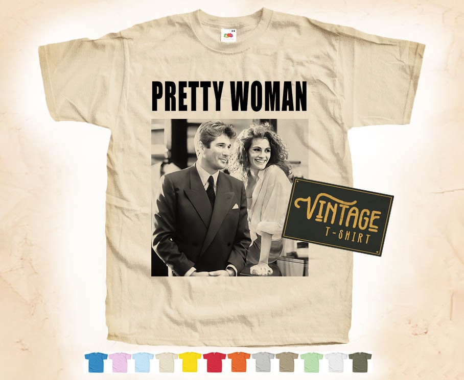 Black Print: Pretty Woman Ver.1 T-shirt Tee Vintage Poster Natural 