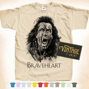 Black Print: Braveheart V1 T SHIRT Tee Vintage Poster Natural 12 Colors All Sizes S-5XL