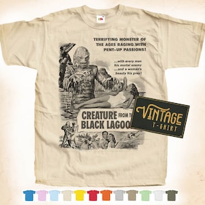 Black Print: Creature from the Black Lagoon T SHIRT Tee Vintage Poster Natural 12 Colors All Sizes S-5XL