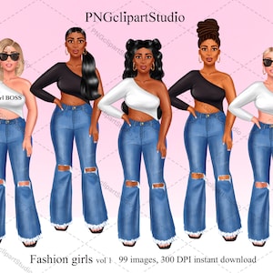 Denim girl clipart, Denim clipart, Jeans Girl Clipart African American clipart, Afro girls clipart, Boss girl clipart