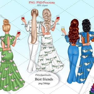Best Friends DIY Clipart,  Besties clipart,Soul sisters clipart, Friends clipart, Bff clipart, Afro girls clipart