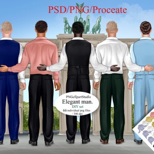 Aanpasbare clipart man, aangepast mannelijk portret, DIY clipart