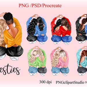 Clipart besties, clipart meilleurs amis, clipart soul sisters, clipart amis, clipart Bff, clipart filles afro