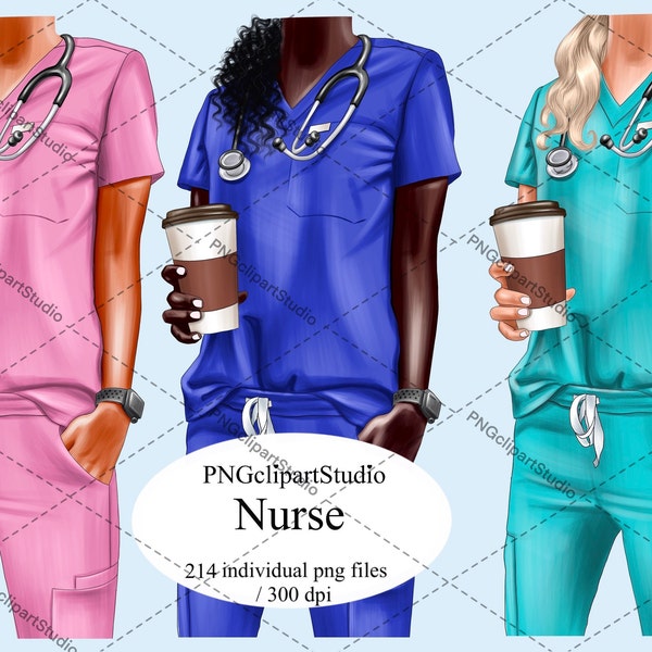NURSE GRAPHICS png, Nurses Gift Pictures, Nurse Png Bundle, Doctor Nurse Clipart, African American Girl Clipart
