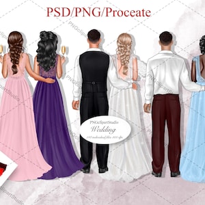 Clipart ślubny, Clipart nowożeńców, Clipart małżeński, Clipart DIY