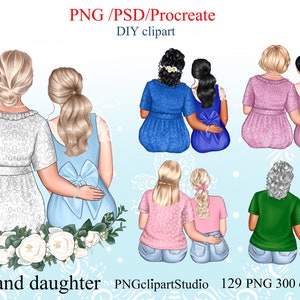 Clipart di madre e figlia, clipart di madre e figlia: "GRANDMA CLIPAR" clipart per la festa della mamma, migliore figlia, migliori amiche