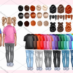 Kinderclipart: meisje, jongen, babymeisje en babyjongen | PNG-bestanden | Familieportret - kinderen - broer, zus, Moederdag DIY