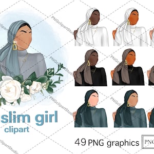 Muslim women, faceless hijab, Hijab clipart, Afro girl.