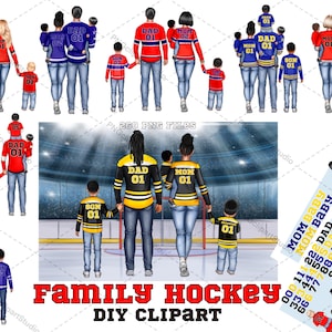 Hockey familie clipart: "HOCKEY CLIPART" hockey truien sport clipart hockey graphics sport team clipart sublimatie ontwerp hockeyspelers