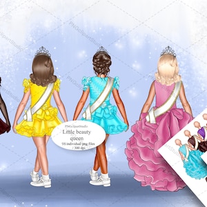 Impresión de la pequeña reina de belleza, impresión personalizada del concurso, clipart de la pequeña princesa