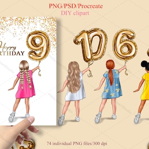 Mädchen Geburtstag ClipArt. Tochter Geburtstagskartenhersteller.