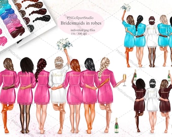 Bridesmaid robe clipart, Bridesmaid drawing,Best friend clipart, Bridesmaid gift
