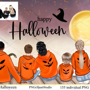 Halloween familie clipart: "FAMILY CLIPART" familie pyjama jack o Lantern herfst familie, herfst clipart heksenhoed mok ontwerp aanpasbaar