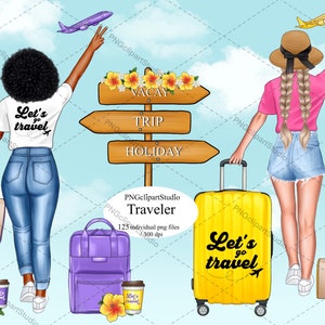 Travel girl clipart, Travel clipart