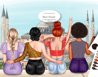 Besties clipart, Bff clipart, Best friends clipart, Soul sisters clipart, Friends clipart, Afro girls clipart