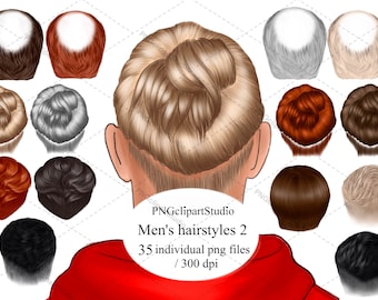 Mens Hairstyles Clipart, Natural Hair PNG, Hair Clipart Pack, Afro Hairstyle, Painted Hair, Custom Male Hairstyles Clipart