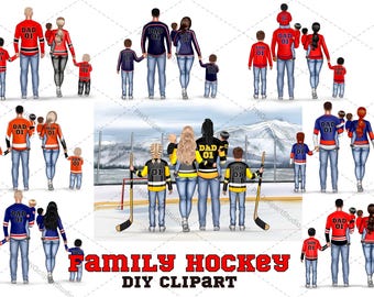 Hockey familie clipart: "HOCKEY CLIPART" hockey truien sport clipart hockey graphics sport team clipart sublimatie ontwerp hockeyspelers