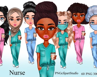 Nurse clipart, HealthCare Clipart,Nurse PNG, Hospital Planner, Medical doll clipart, chibi clipart, sisters clipart, friend clipart