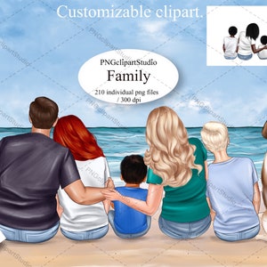 Sitzende große Familie, Eltern Clipart, Geschenkideen, Vater Clipart, Sublimationsdesign Png, Vatertag, benutzerdefiniertes Familienporträt.