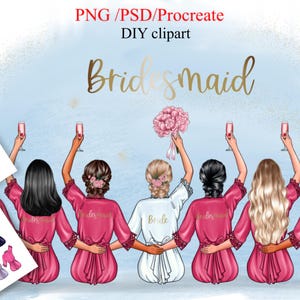 Bridesmaids Personalized Gift Ideas, Bride Clipart, Character Creator, Team Bride Clipart, Bridesmaids Clipart, Wedding Custom Portrait,