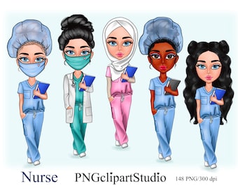 Nurse clipart, HealthCare Clipart,Nurse PNG, Hospital Planner, Medical doll clipart, chibi clipart,  sisters clipart, friend clipart