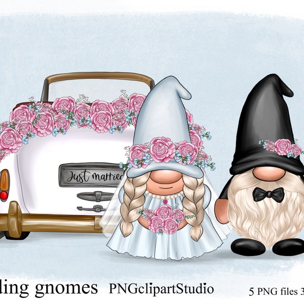 Wedding Gnomes Clipart, Bride and Groom, Gnomes png