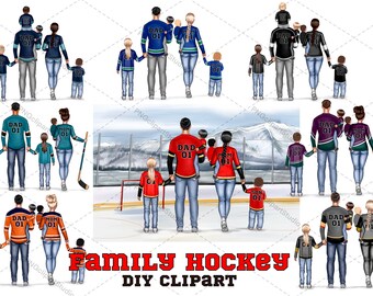Hockey familie clipart: "HOCKEY CLIPART" hockey truien sport clipart hockey graphics sport team clipart sublimatie ontwerp hockeyspelers