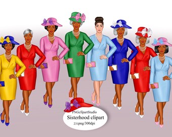 Fashion Lady Clipart, Mature Woman Clipart, Mature Lady Clipart, African American Clipart, African American Mature Clipart,Women in hats