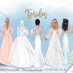Clipart della sposa, Creatore della sposa, Ritratto della sposa, Clipart della damigella d'onore