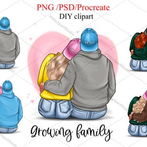 Imágenes prediseñadas de futuros padres, imágenes prediseñadas de familia en crecimiento, pareja espalda con espalda, imágenes prediseñadas de bricolaje de mamá y papá, imágenes prediseñadas de embarazo