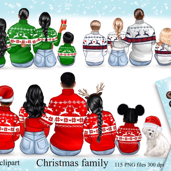 Family clipart, Christmas family clipart, Family illustration,Best friends clipart,  Friends clipart, Afro girls clipart