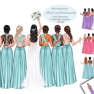 Bridesmaids Clipart, Best friend clipart. Maid of honor Clipart, Wedding Clipart, Wedding illustration,