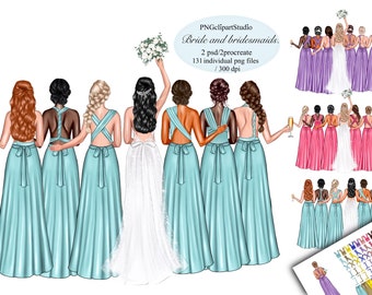 Bridesmaids Clipart, Best friend clipart. Maid of honor Clipart, Wedding Clipart, Wedding illustration,