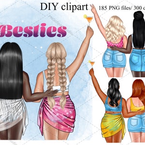 Summer Best friends clipart, Friends clipart, Bff clipart, Summer friends clipart, Afro girls clipart, Soul sisters clipart, Besties clipart