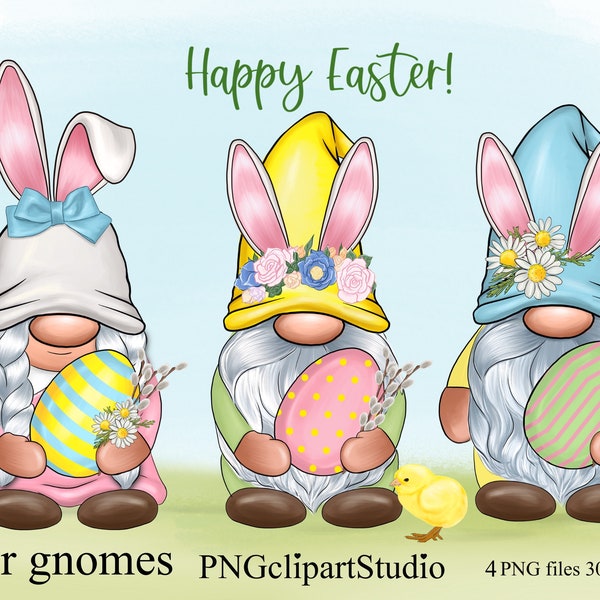 Easter Gnome clipart, Garden clipart, Spring gnome png graphics, Gnome sublimation, Transparent background