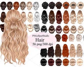 Haar Clipart, Natürliches Haar PNG, Haar Clipart Pack, Benutzerdefinierte weibliche Frisuren Clipart, personalisierte Cliparts, anpassbar, Frau Frisuren,