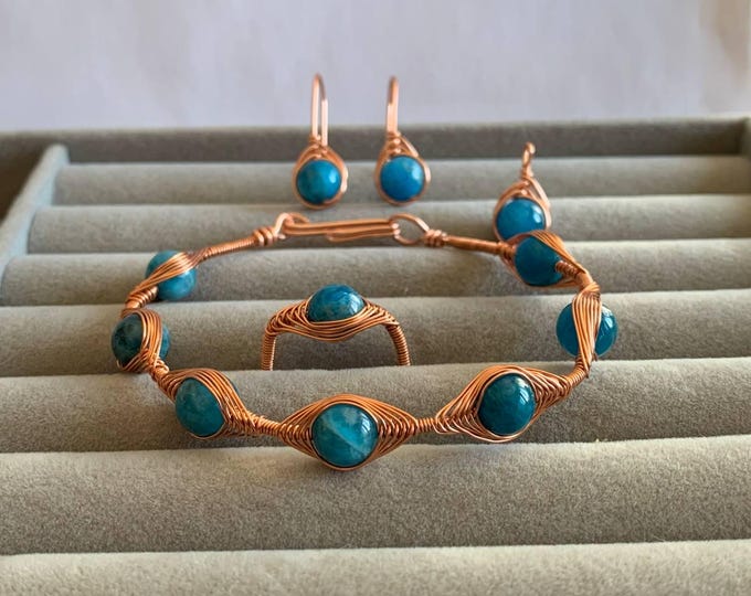 Handcrafted Pink Copper and Apatite Set – Inspiration, Communication, and Intuitive Beauty