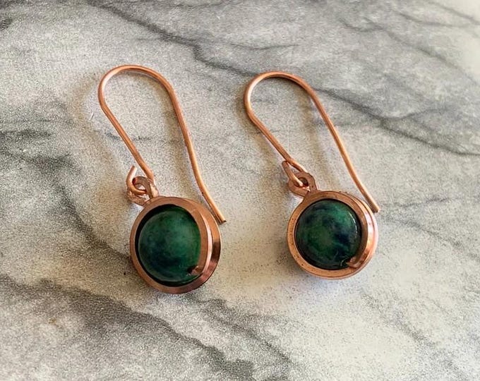 Handcrafted Pink Copper Chrysocolla Earrings – Balance, Healing, and Natural Beauty