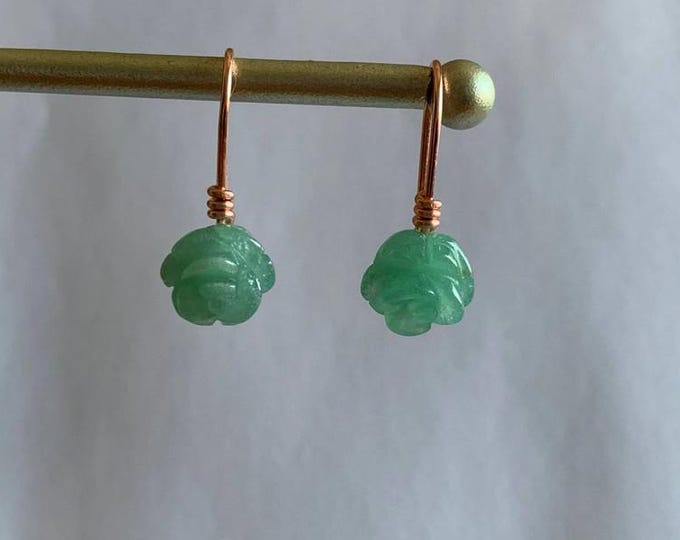 Copper and Natural Green Aventurine Drop Earrings
