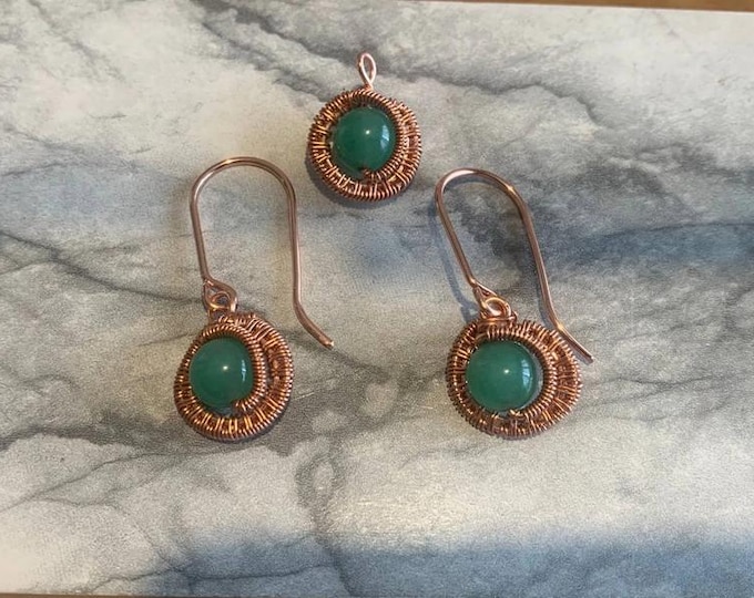 Handcrafted Pink Copper and Green Jade Set – Balance, Serenity, and Natural Beauty