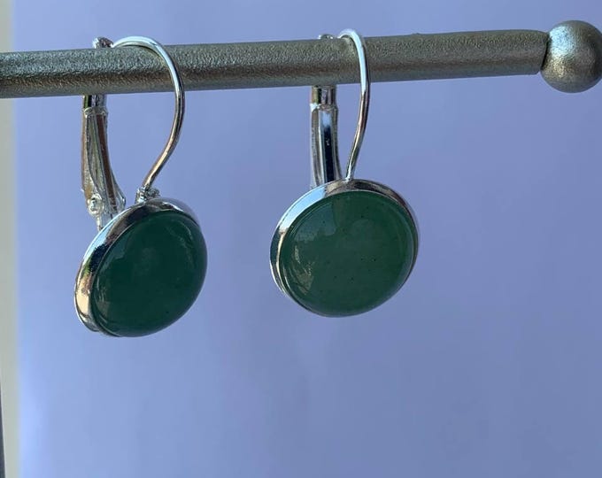 925 Silver and Green Aventurine Drop Earrings