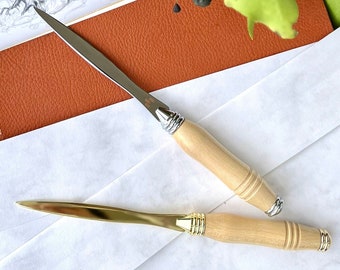 MORII wood and brass letter opener - handmade - elegant accessory for any desk - HOLLY