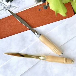 MORII wood and brass letter opener - handmade - elegant accessory for any desk - HOLLY