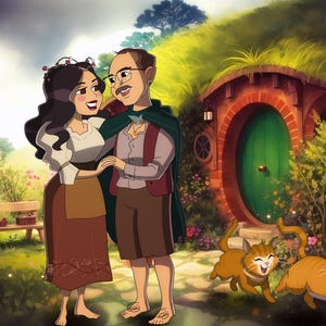 Benutzerdefinierte Hand gezeichnete Herr der Ringe Karikatur, personalisiertes Geschenk, Mittelerde Porträt, Frodo, Gandalf, Gimli, Tolkien, digitaler Download