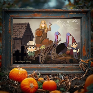 Retrato personalizado de dibujos animados de Over The Garden Wall, arte de pared imprimible, regalo familiar, regalo de pareja, dibujado a mano, descarga digital