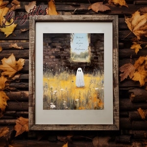 Ghost in Solitude Halloween Print Halloween Decor Printable Ghost Painting Print Rustic Fall Art Vintage Wall Print Instant Digital Download
