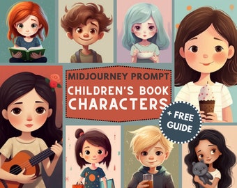 Midjourney Prompt Children's Book Character Illustrations - Conception de personnages pour enfants et livres pour enfants - Personnages mignons et colorés pour enfants