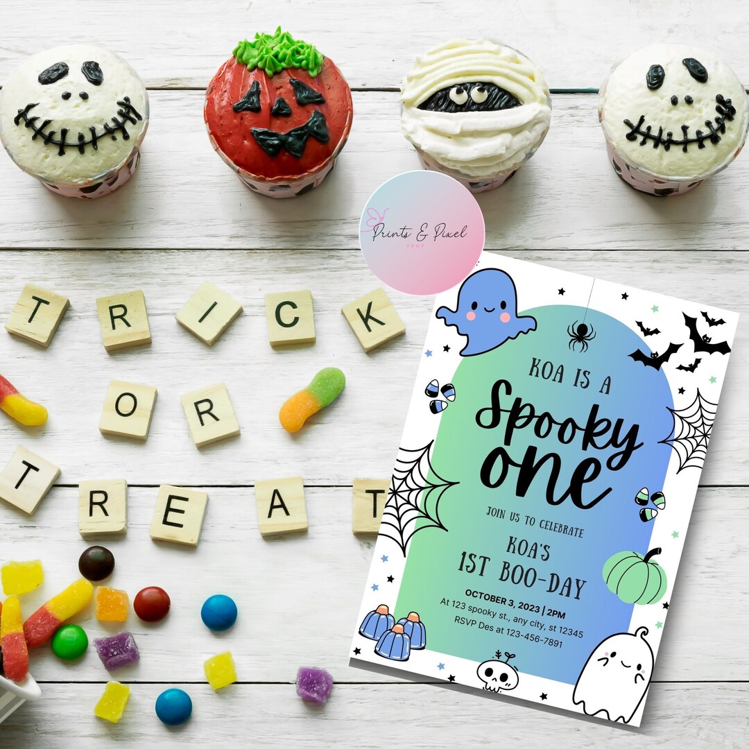 Editable Halloween Birthday Boy Invitation Spooky One Birthday Etsy